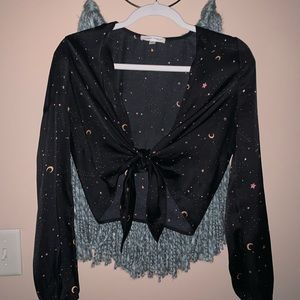 Black crop top that ties in the front